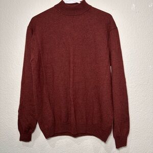 Pronto Uomo Mens Extra Fine Merino Wool‎ Mock Neck Sweater Burgundy Red Medium